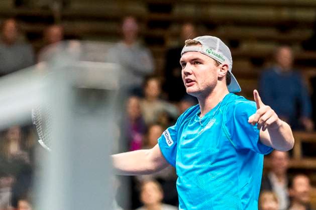 241016 Dominic Stricker of Switzerland celebrates after competing in a men s singles tennis match during day 5 of the ATP 250 Nordic Open on October 16, 2024 in Stockholm Photo Sara Damne BILDBYRAN kod SD SD0014 tennis atp 250 nordic open day 5 bbeng jubel  Copyright: SARAxDAMNE BB241016SD033