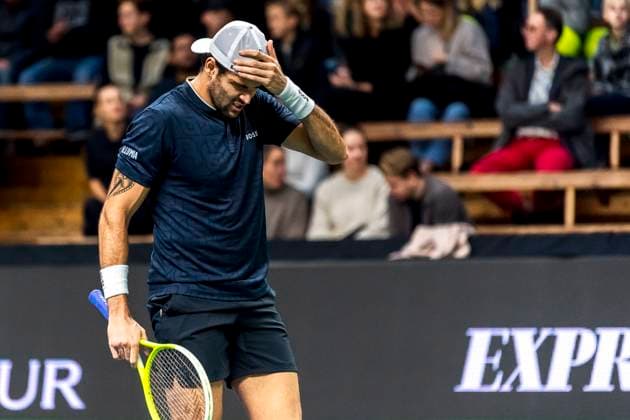 241016 Matteo Berrettini of Italy looks dejected while competing in a men s singles tennis match during day 5 of the ATP 250 Nordic Open on October 16, 2024 in Stockholm Photo Sara Damne BILDBYRAN kod SD SD0014 tennis atp 250 nordic open day 5 bbeng depp  Copyright: SARAxDAMNE BB241016SD035