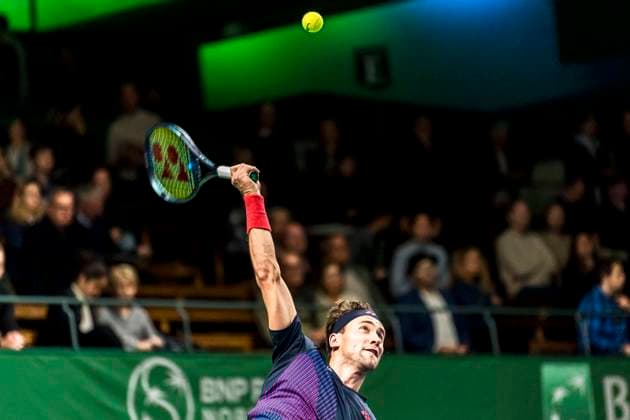 241016 Casper Ruud of Norway competes in a men s singles tennis match during day 5 of the ATP 250 Nordic Open on October 16, 2024 in Stockholm Photo Sara Damne BILDBYRAN kod SD SD0014 tennis atp 250 nordic open day 5 bbeng  Copyright: SARAxDAMNE BB241016SD036
