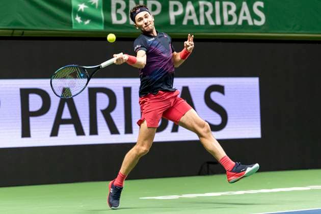 241016 Casper Ruud of Norway competes in a men s singles tennis match during day 5 of the ATP 250 Nordic Open on October 16, 2024 in Stockholm Photo Sara Damne BILDBYRAN kod SD SD0014 tennis atp 250 nordic open day 5 bbeng  Copyright: SARAxDAMNE BB241016SD037