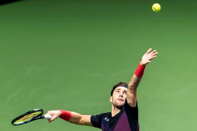 241016 Casper Ruud of Norway competes in a men s singles tennis match during day 5 of the ATP 250 Nordic Open on October 16, 2024 in Stockholm Photo Sara Damne BILDBYRAN kod SD SD0014 tennis atp 250 nordic open day 5 bbeng  Copyright: SARAxDAMNE BB241016SD049