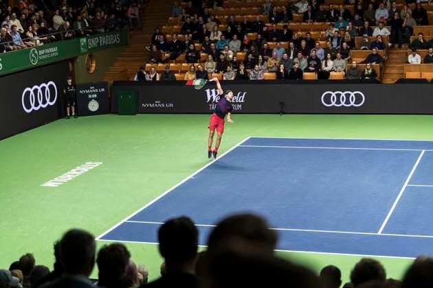 241016 Casper Ruud of Norway competes in a men s singles tennis match during day 5 of the ATP 250 Nordic Open on October 16, 2024 in Stockholm Photo Sara Damne BILDBYRAN kod SD SD0014 tennis atp 250 nordic open day 5 bbeng  Copyright: SARAxDAMNE BB241016SD053