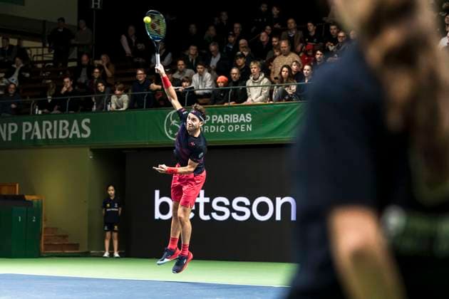 241016 Casper Ruud of Norway competes in a men s singles tennis match during day 5 of the ATP 250 Nordic Open on October 16, 2024 in Stockholm Photo Sara Damne BILDBYRAN kod SD SD0014 tennis atp 250 nordic open day 5 bbeng  Copyright: SARAxDAMNE BB241016SD054
