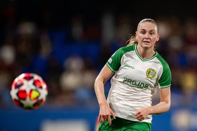 241016 Vilde Hasund of Hammarby during the Women s Champions League football match between Barcelona and Hammarby on October 16, 2024 in Barcelona Photo Johanna Säll BILDBYRAN kod JL JL0454 fotboll football soccer fotball uefa womens champions league barcelona hammarby dam bbeng  Copyright: JOHANNAxSÄLL BB241016BB720