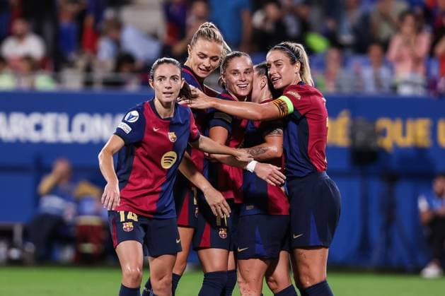 October 16, 2024, Sant Joan Despi, Barcelona, Spain: Claudia Pina of FC Barcelona, Barca Femenino celebrates a goal during the UEFA WomenÃ¢â‚¬â ¢s Champions League, football match played between FC Barcelona and Hammarby IF at Johan Cruyff Stadium on October 16, 2024 in Sant Joan Despi, Spain. Sant Joan Despi Spain - ZUMAa181 20241016_zaa_a181_019 Copyright: xJavierxBorregox