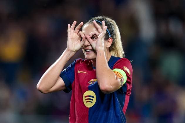 Barcelona, Spain, Oct 15th 2024: Alexia Putellas (11 FC Barcelona, Barca celebrates after scoring during the UEFA Womens Champions League football match between FC Barcelona and Hammarby at the Johan Cruyff Stadium in Barcelona, Spain (Judit Cartiel SPP) Copyright: xJuditxCartiel SPPx spp-en-JuCa-JUCA3507
