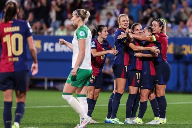 October 16, 2024, Sant Joan Despi, Barcelona, Spain: Claudia Pina of FC Barcelona, Barca Femenino celebrates a goal during the UEFA WomenÃ¢â‚¬â ¢s Champions League, football match played between FC Barcelona and Hammarby IF at Johan Cruyff Stadium on October 16, 2024 in Sant Joan Despi, Spain. Sant Joan Despi Spain - ZUMAa181 20241016_zaa_a181_020 Copyright: xJavierxBorregox