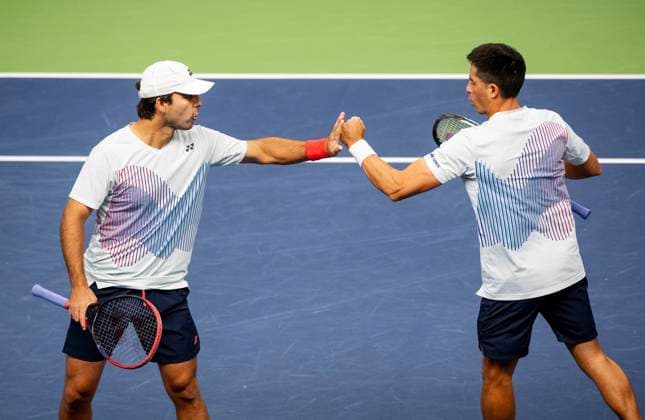 STOCKHOLM 20241017 The doubles match between Gonzalo Escobar th and Diego Hidalgo tv from Ecuador against Hugo Nys from Monaco and Jan Zielinski from Poland during the Stockholm Open in the Royal Tennis Hall Stockholm SWEDEN x10430x  Copyright: xChristinexOlssonTTx STOCKHOLM OPEN I TENNIS