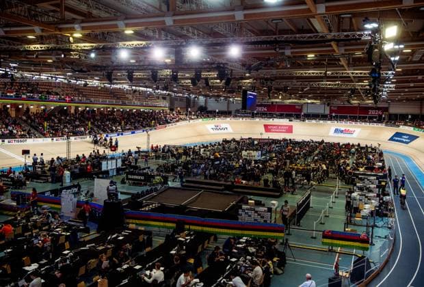 241017 Ballerup Super Arena during day 2 of the 2024 UCI Tissot Track Cycling World Championships on October 17, 2024 in Ballerup Photo Christian Örnberg BILDBYRAN COP 166 CO0480 cykling cycling sykling landslaget national team 2 bbeng grappa33 arena  Copyright: CHRISTIANxÖRNBERG BB241017CO002