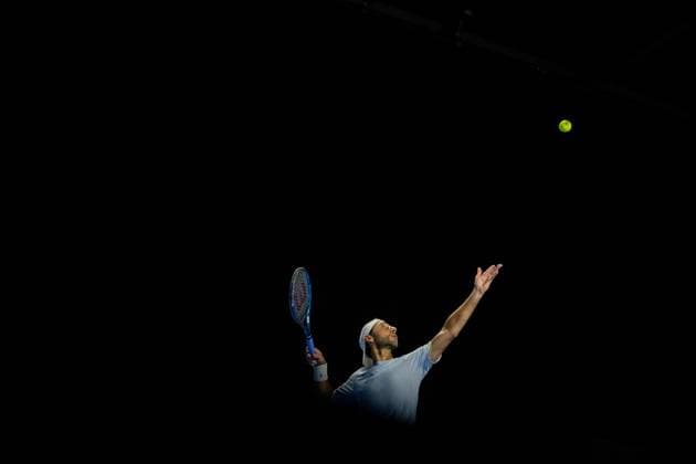 Mexican Santiago Gonzalez pictured in action during a tennis match in the quarter final of the doubles competition at the ATP, Tennis Herren European Open Tennis tournament in Antwerp, Thursday 17 October 2024. JASPERxJACOBS  x102785172x