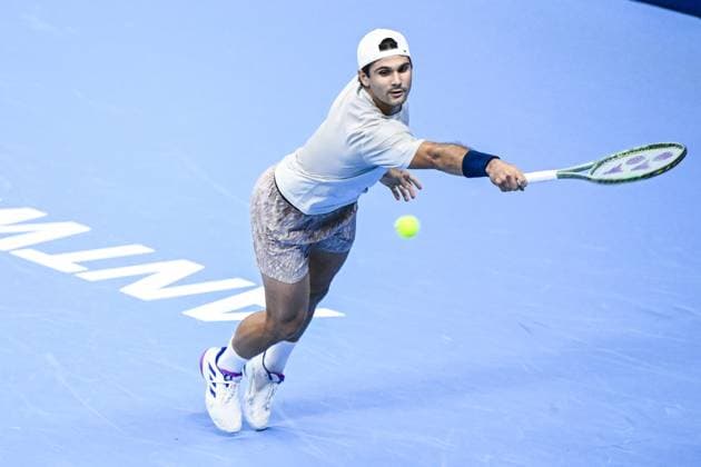 US Marcos Giron pictured in action during a tennis match in the round of 16 of the singles competition at the ATP, Tennis Herren European Open Tennis tournament in Antwerp, Thursday 17 October 2024. TOM GOYVAERTS TomxGoyvaerts  x102786488x