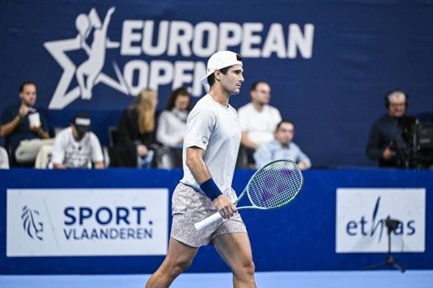 US Marcos Giron pictured during a tennis match in the round of 16 of the singles competition at the ATP, Tennis Herren European Open Tennis tournament in Antwerp, Thursday 17 October 2024. TOM GOYVAERTS TomxGoyvaerts  x102787193x