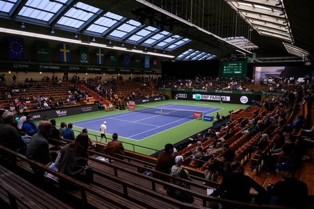 241017 Interior view of Kungliga Tennishallen during day 6 of the ATP 250 Nordic Open on October 17, 2024 in Stockholm Photo Jesper Zerman BILDBYRAN kod JZ JZ0581 tennis atp 250 nordic open day 6 bbeng arena  Copyright: JESPERxZERMAN BB241017JZ002