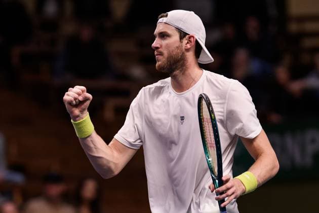 241017 Nicolas Jarry of Chile celebrates as he competes in a men s singles tennis match during day 6 of the ATP 250 Nordic Open on October 17, 2024 in Stockholm Photo Jesper Zerman BILDBYRAN kod JZ JZ0581 tennis atp 250 nordic open day 6 bbeng jubel  Copyright: JESPERxZERMAN BB241017JZ003
