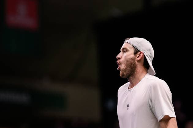 241017 Nicolas Jarry of Chile looks dejected as he competes in a men s singles tennis match during day 6 of the ATP 250 Nordic Open on October 17, 2024 in Stockholm Photo Jesper Zerman BILDBYRAN kod JZ JZ0581 tennis atp 250 nordic open day 6 bbeng depp  Copyright: JESPERxZERMAN BB241017JZ005