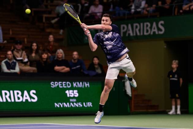 241017 Miomir Kecmanovic of Serbia competes in a men s singles tennis match during day 6 of the ATP 250 Nordic Open on October 17, 2024 in Stockholm Photo Jesper Zerman BILDBYRAN kod JZ JZ0581 tennis atp 250 nordic open day 6 bbeng  Copyright: JESPERxZERMAN BB241017JZ007