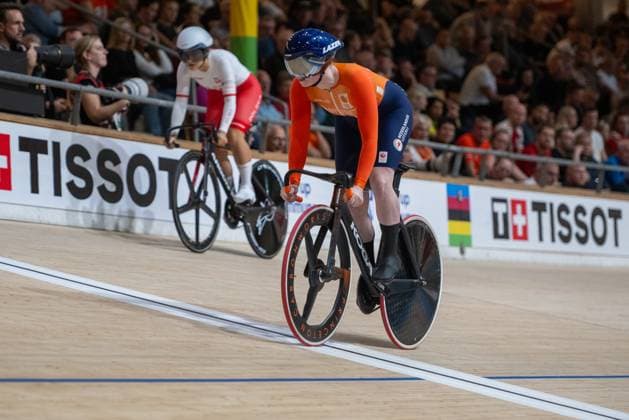 2024-10-17 2024 Tissot UCI Track World Championships - Day 2 BALLERUP, DENMARK - OCTOBER 17: Steffie van der Peet of the Netherlands during Day 2 of the 2024 Tissot UCI Track World Championships at Ballerup Super Arena on October 17, 2024 in Ballerup, Denmark. (Photo by Arne Mill BSR Agency) Ballerup Denmark Content not available for redistribution in The Netherlands directly or indirectly through any third parties. Copyright: xBSRxAgencyx