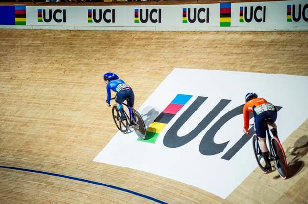241017 Miriam Vece of Italy and Hetty van de Wouw of Netherlands competes in Women s Sprint during day 2 of the 2024 UCI Tissot Track Cycling World Championships on October 17, 2024 in Ballerup Photo Christian Örnberg BILDBYRAN COP 166 CO0480 cykling cycling sykling landslaget national team 2 bbeng grappa33  Copyright: CHRISTIANxÖRNBERG BB241017CO033