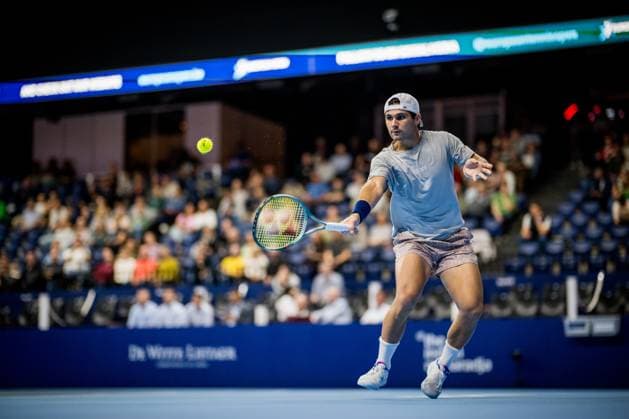 US Marcos Giron pictured in action during a tennis match in the round of 16 of the singles competition at the ATP, Tennis Herren European Open Tennis tournament in Antwerp, Thursday 17 October 2024. JASPERxJACOBS  x102798961x