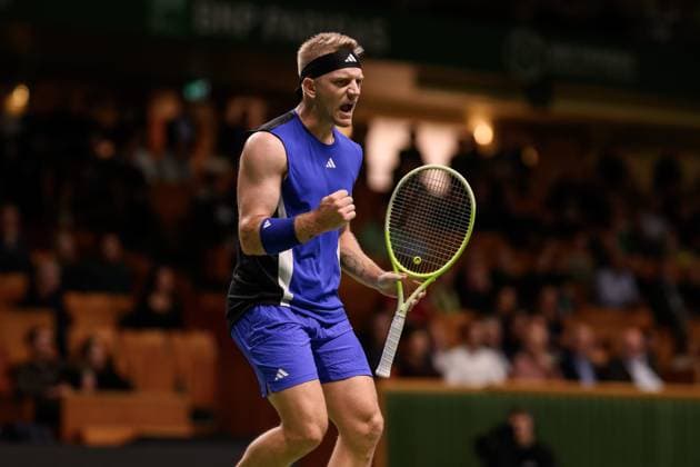 241017 Alejandro Davidovich Fokina of Spain celebrates as he competes in a men s singles tennis match during day 6 of the ATP 250 Nordic Open on October 17, 2024 in Stockholm Photo Jesper Zerman BILDBYRAN kod JZ JZ0581 tennis atp 250 nordic open day 6 bbeng jubekl  Copyright: JESPERxZERMAN BB241017JZ021