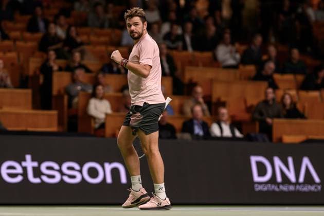 241017 Stan Wawrinka of Switzerland celebrates as he competes in a men s singles tennis match during day 6 of the ATP 250 Nordic Open on October 17, 2024 in Stockholm Photo Jesper Zerman BILDBYRAN kod JZ JZ0581 tennis atp 250 nordic open day 6 bbeng jubel  Copyright: JESPERxZERMAN BB241017JZ025