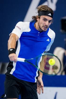Greek Stefanos Tsitsipas pictured in action during a tennis match in the round of 16 of the singles competition at the ATP, Tennis Herren European Open Tennis tournament in Antwerp, Thursday 17 October 2024. JASPERxJACOBS  x102804012x