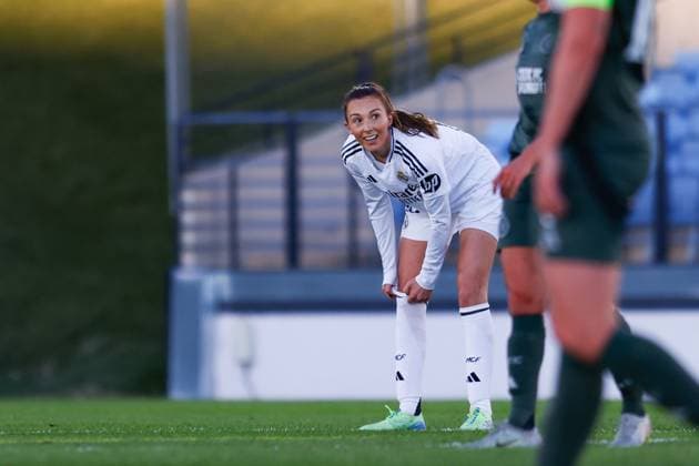 October 17, 2024, Valdebebas, Madrid, SPAIN: Caroline Weir of Real Madrid celebrates a goal during the UEFA Womenâ€⠢s Champions League, Group B, football match played between Real Madrid and Celtic FC at Alfredo Di Stefano stadium on October 17, 2024, in Valdebebas, Madrid, Spain. Valdebebas SPAIN - ZUMAa181 20241017_zaa_a181_040 Copyright: xDennisxAgyemanx