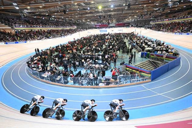 17-10-2024 World Championships Elite Track; Giornata 02; 2024, Germany; Boos, Benjamin; Teutenberg, Tim Torm; Jochum, Ben Felix; Kessler, Bruno; Velodromo Ballerup; 