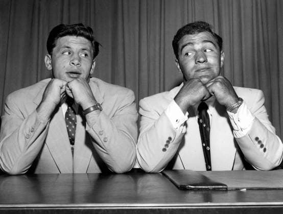 Original caption...LA STARZA-CHAMP MARCIANO SIGN FOR TITLE FIGHT NEW YORK. Roland La Starza (left) and heavyweight champion Rocky Marciano pose with chins on hands and eye each other furtively after they signed to fight for the heavyweight crown on th night of September 24 at the Polo Grounds, New York. Last time Marciano and La Starza clashed there was a wide difference of opinion among the fans as to which won. Marciano got the decision, however. Note Costumes Looks Rocky Marciano, 1923-69, world heavyweight boxing champion, 1952-56. persons: Rocky Marciano ;Roland La Starza sites: NEW YORK ;USA sp_sw x5600x *** Original caption LA STARZA CHAMP MARCIANO SIGN FOR TITLE FIGHT NEW YORK Roland La Starza left and heavyweight champion Rocky Marciano pose with chins on hands and eye each other furtively after they signed to fight for the heavyweight crown on th night of September 24 at the Polo Grounds, New York Last time Marciano and La Starza clashed there was a wide difference of opinion among the fans as to which won Marciano got the decision, however Note Costumes Looks Rocky Marciano, 1923 69, world heavyweight boxing champion, 1952 56 persons Rocky Marciano Roland La Starza sites NEW YORK USA sp sw x5600x  Copyright: xXxXxXx LA STARZA AND MARCIANO