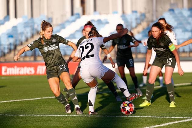 October 17, 2024, Valdebebas, Madrid, SPAIN: Athenea del Castillo of Real Madrid in action during the UEFA Womenâ€⠢s Champions League, Group B, football match played between Real Madrid and Celtic FC at Alfredo Di Stefano stadium on October 17, 2024, in Valdebebas, Madrid, Spain. Valdebebas SPAIN - ZUMAa181 20241017_zaa_a181_043 Copyright: xDennisxAgyemanx