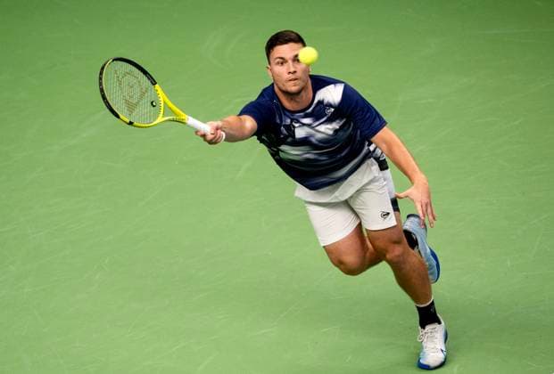 STOCKHOLM 20241017 Serbias Miomir Kecmanovic in the match against Chiles Nicolas Jarry during the BNP Paribas Nordic Open at Kungliga tennishallen Stockholm SWEDEN x10430x  Copyright: xChristinexOlssonTTx NORDIC OPEN TENNIS 2024