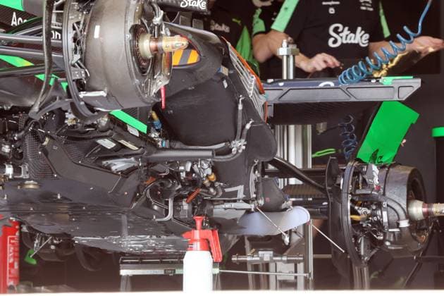 The Sauber C44 without underbody from below, Stake F1 Team Kick Sauber, Formula 1 Pirelli Grand Prix, FIA F1 World Championship, Circuit of America, Austin Texas, 17 10 2024, USA, preparation for the weekend