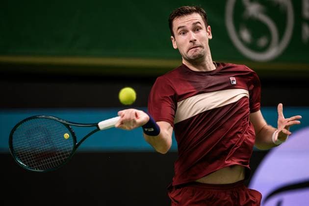 241017 Quentin Halys of France competes in a men s singles tennis match during day 6 of the ATP 250 Nordic Open on October 17, 2024 in Stockholm Photo Jesper Zerman BILDBYRAN kod JZ JZ0581 tennis atp 250 nordic open day 6 bbeng  Copyright: JESPERxZERMAN BB241017JZ066