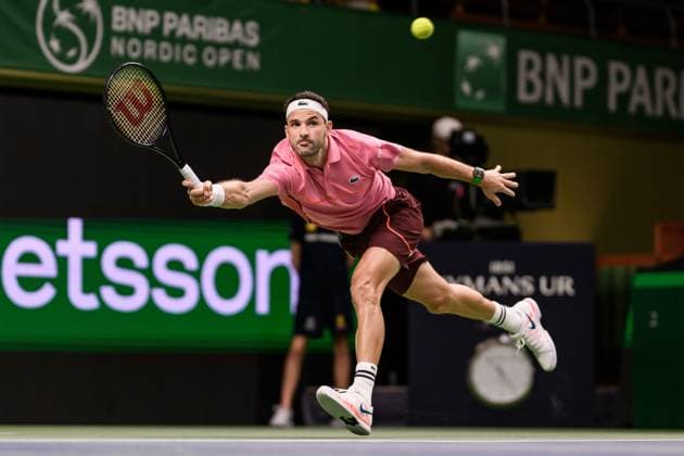 241017 Grigor Dimitrov of Bulgaria competes in a men s singles tennis match during day 6 of the ATP 250 Nordic Open on October 17, 2024 in Stockholm Photo Jesper Zerman BILDBYRAN kod JZ JZ0581 tennis atp 250 nordic open day 6 bbeng  Copyright: JESPERxZERMAN BB241017JZ081