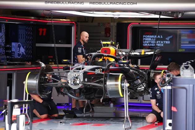 Red Bull Racing RB20, mechanical detail during the Formula 1 Pirelli United States Grand Prix 2024, 19th round of the 2024 Formula One World Championship, WM, Weltmeisterschaft from October 18 to 20, 2024 on the Circuit of the Americas, in Austin, United States of America - F1 - US GRAND PRIX 2024 DPPI Panoramic  241017R19_USA_DP_EA012218