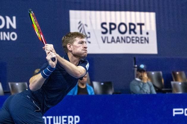 Britain Luke Johnson pictured in action during a tennis match in the semi finals of the doubles competition at the ATP, Tennis Herren European Open Tennis tournament in Antwerp, Friday 18 October 2024. WARDxVANDAEL  x102862403x