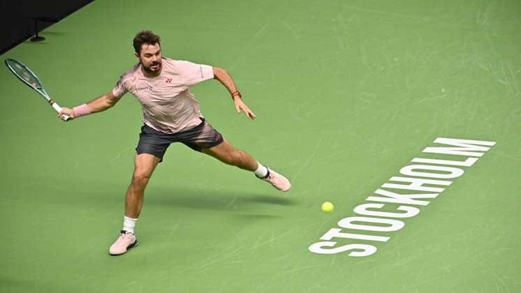STOCKHOLM, SWEDEN 20241018 Stan Wawrinka, Switzerland, in the quarterfinals of the BNP Paribas Nordic Open against Andrei Rublyov, playing under a neutral flag, at the Royal Tennis Hall STOCKHOLM SWEDEN x10040x  Copyright: xAndersxWiklund TTx TENNIS NORDIC OPEN KVARTSFINALER