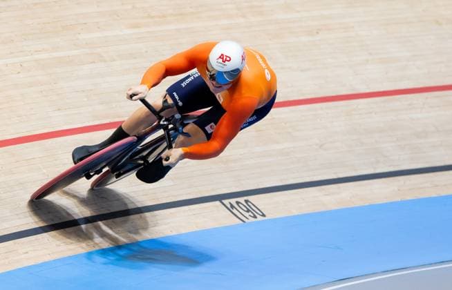 BALLERUP - Jeffrey Hoogland during qualifying for the 1 km time trial on the third day of the World Track cycling, Rad, Radsport, Bahnrad, Bahn Championships at the Ballerup Super Arena. ANP IRIS VAN DEN BROEK xVIxANPxSportx xxANPxIVx 511148783 originalFilename: 511148783.jpg