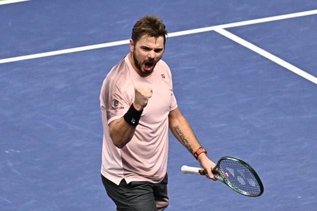 STOCKHOLM, SWEDEN 20241018 Stan Wawrinka, Switzerland, in action during the quarter final BNP Paribas Nordic Open ATP tennis match against Andrei Rublev, playing under a neutral flag, at the Royal Tennis Hall, in Stockholm, Sweden, on Oct 18, 2024 STOCKHOLM SWEDEN x10040x  Copyright: xAndersxWiklund TTx SWEDEN TENNIS NORDIC OPEN
