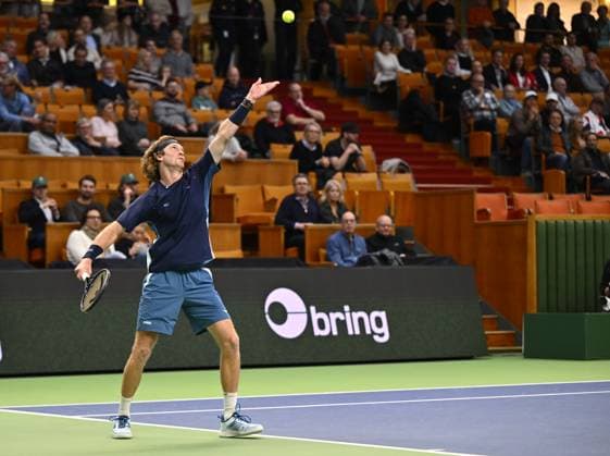 STOCKHOLM, SWEDEN 20241018 Andrei Rublyov, playing under a neutral flag, in the quarterfinals of the BNP Paribas Nordic Open against Stan Wawrinka, Switzerland, at the Royal Tennis Hall STOCKHOLM SWEDEN x10040x  Copyright: xAndersxWiklund TTx TENNIS NORDIC OPEN KVARTSFINALER