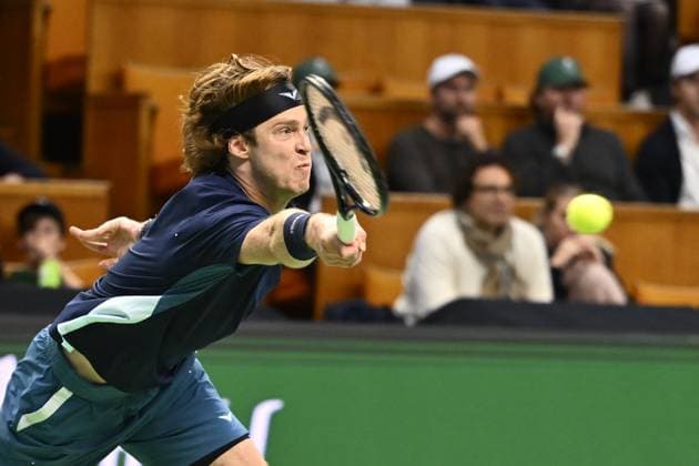 STOCKHOLM, SWEDEN 20241018 Andrei Rublyov, playing under a neutral flag, in the quarterfinals of the BNP Paribas Nordic Open against Stan Wawrinka, Switzerland, at the Royal Tennis Hall STOCKHOLM SWEDEN x10040x  Copyright: xAndersxWiklund TTx TENNIS NORDIC OPEN KVARTSFINALER