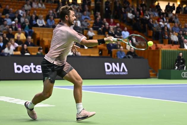 STOCKHOLM, SWEDEN 20241018 Stan Wawrinka, Switzerland, in the quarterfinals of the BNP Paribas Nordic Open against Andrei Rublyov, playing under a neutral flag, at the Royal Tennis Hall STOCKHOLM SWEDEN x10040x  Copyright: xAndersxWiklund TTx TENNIS NORDIC OPEN KVARTSFINALER
