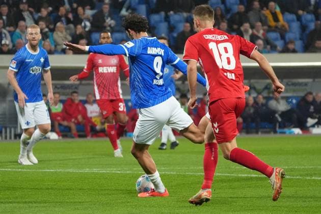 Frasier Hornby SV Darmstadt 98, 09 pulls away and scores the goal for 1 0 18 10 2024 2 Bundesliga, season 24 25 SV Darmstadt 98 vs 1 FC Köln, Stadion am Boellenfalltor, emonline, emspor,