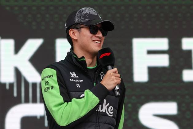 AUSTIN, TX - OCTOBER 18: Stake F1 Team Kick Sauber driver Guanyu Zhou (24) of China answers questions during the Fan Forum before the first practice session of the Formula 1 Pirelli United States Grand Prix on October 18, 2024, at Circuit of The Americas in Austin, Texas. (Photo by David Buono Icon Sportswire) AUTO: OCT 18 F1 Pirelli United States Grand Prix EDITORIAL USE ONLY Icon2410180401