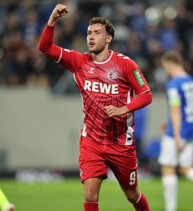 18 10 2024, xdcx, Soccer 2 Bundesliga, SV Darmstadt 98 1 FC Köln, emonline, emspor, despor, v l , Luca Waldschmidt 1 FC Köln cheers after Tim Lemperle 1 FC Köln 1 1 DFL DFB REGULATIONS PROHIBIT ANY USE OF PHOTOGRAPHS AS IMAGE SEQUENCES AND OR QUASI VIDEO Copyright: HMBxMedia Claus