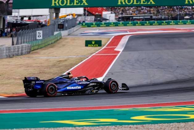 AUSTIN, TX - OCTOBER 18: Williams Racing driver Franco Calapinto (43) of Argentina of New Zealand speeds through turn 14 during the Sprint qualifying session of the Formula 1 Pirelli United States Grand Prix on October 18, 2024, at Circuit of The Americas in Austin, Texas (Photo by Matthew Pearce Icon Sportswire) AUTO: OCT 18 F1 Pirelli United States Grand Prix EDITORIAL USE ONLY Icon1692410182287