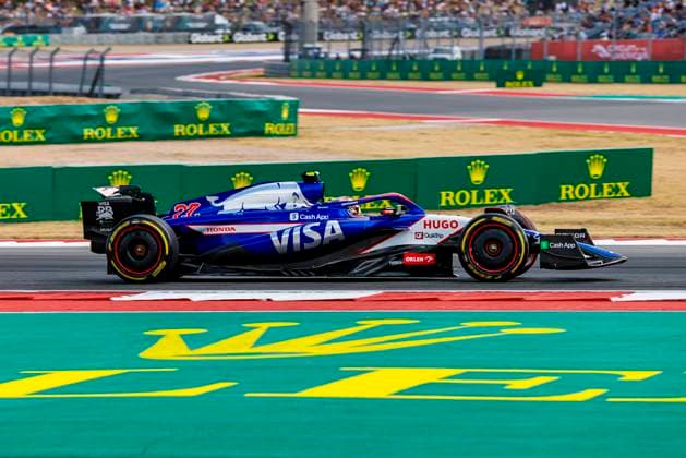 AUSTIN, TX - OCTOBER 18: Visa Cash App RB Formula One Team driver Liam Lawson (30) of New Zealand speeds through turn 14 during the Sprint qualifying session of the Formula 1 Pirelli United States Grand Prix on October 18, 2024, at Circuit of The Americas in Austin, Texas (Photo by Matthew Pearce Icon Sportswire) AUTO: OCT 18 F1 Pirelli United States Grand Prix EDITORIAL USE ONLY Icon169241018465