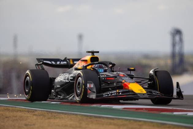 AUSTIN, TX - OCTOBER 18: Max Verstappen (1) of Netherlands and team Oracle Red Bull Racing drives during Sprint Qualifying at the Formula 1 Pirelli United States Grand Prix on October 18, 2024 at the Circuit of The Americas in Austin, TX. (Photo by Bob Kupbens Icon Sportswire) AUTO: OCT 18 F1 Pirelli United States Grand Prix EDITORIAL USE ONLY Icon2410183701