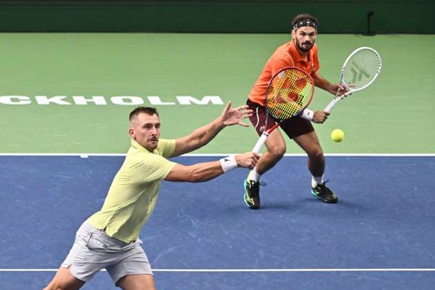 STOCKHOLM, SWEDEN 20241019 Jan Zielinski, Poland and Hugo Nys, Monaco in the semi-finals of the BNP Paribas Nordic Open against Petr Nouza and Patrik Rikl, Czech Republic in the Royal Tennis Hall STOCKHOLM SWEDEN x10090x  Copyright: xClaudioxBresciani TTx TENNIS NORDIC OPEN 2024 SEMIFINAL