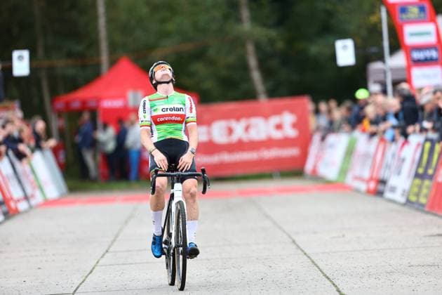 Belgian Marion Norbert Riberolle and pictured in action during the women s elite race of the Exact Cross Essen, stage 2 (out of 6) in the Exact Cross cyclocross competition, , in Essen. KRISTOFxVANxACCOM  x102966860x